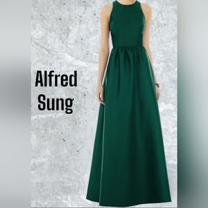 Alfred Sung Green Sleeveless Maxi Gown